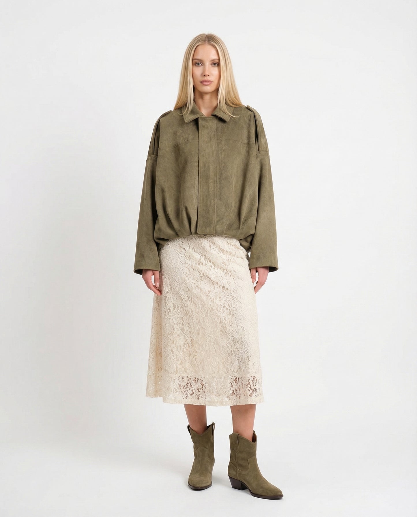 BOMBER EFFETTO SUEDE 26B4341 MILITARE TENSIONE IN.