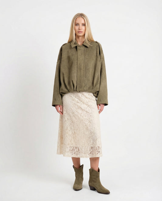 BOMBER EFFETTO SUEDE 26B4341 MILITARE TENSIONE IN.