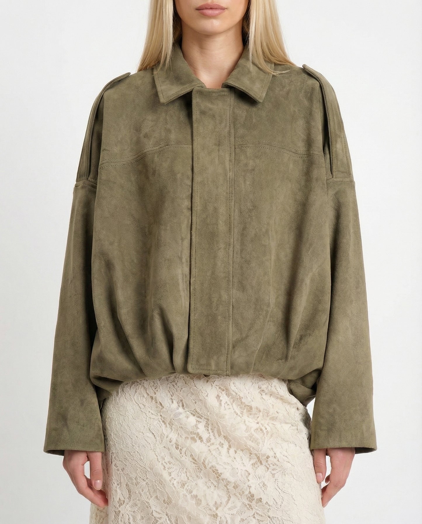 BOMBER EFFETTO SUEDE 26B4341 MILITARE TENSIONE IN.