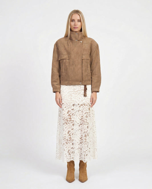 BOMBER EFFETTO SUEDE PE260109 SABBIA TENSIONE IN.
