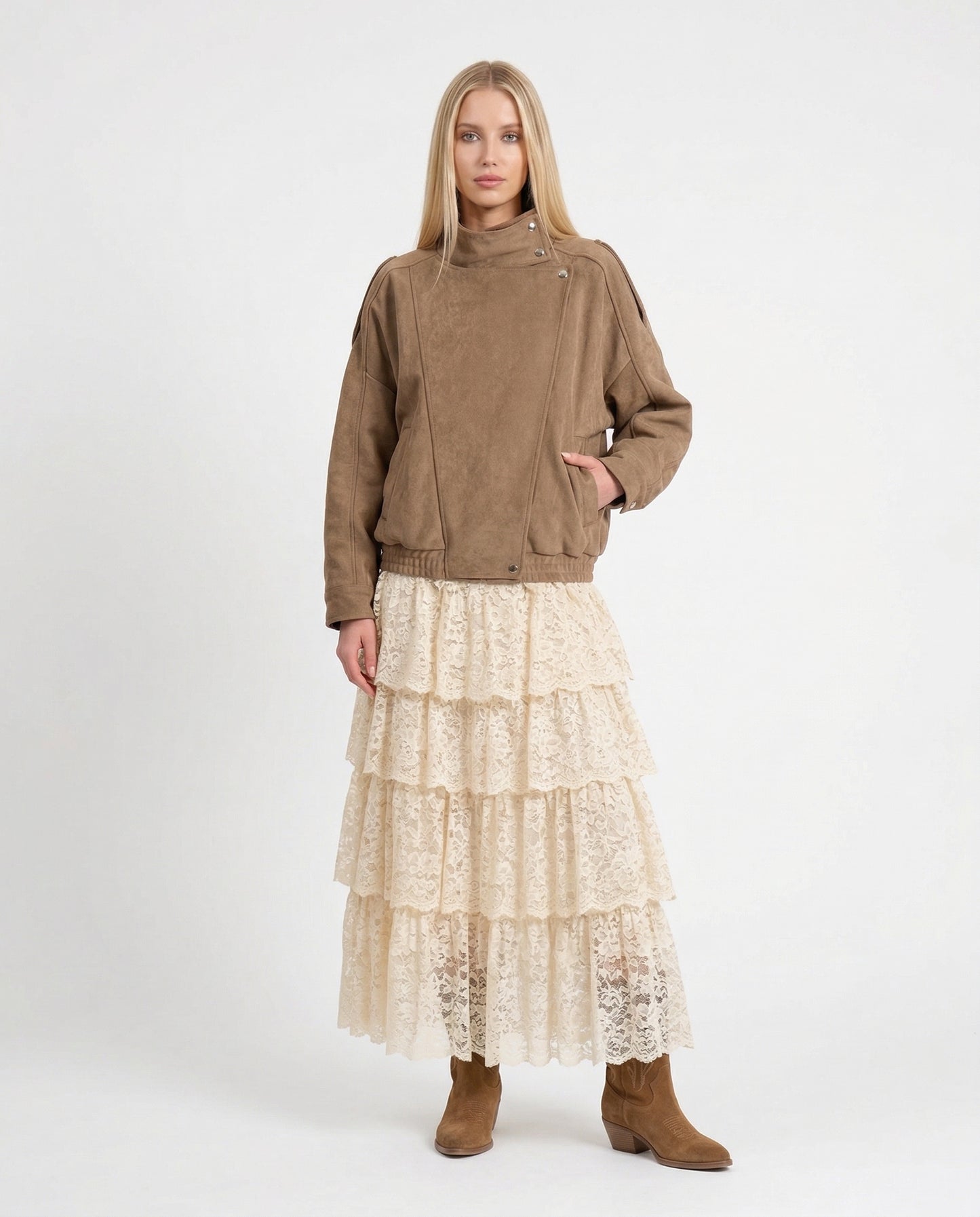 BOMBER EFFETTO SUEDE PE260096 SABBIA TENSIONE IN.
