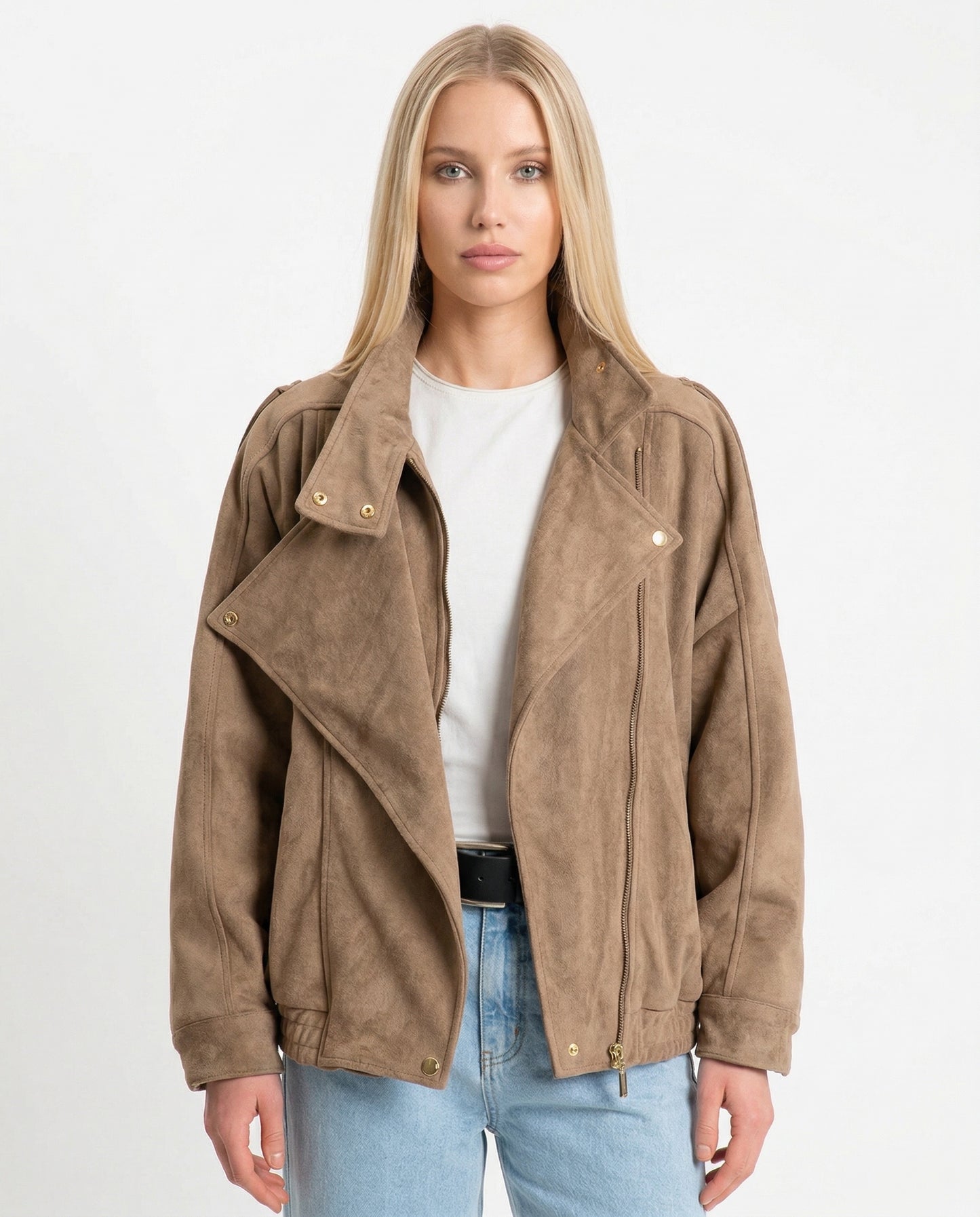 BOMBER EFFETTO SUEDE PE260096 SABBIA TENSIONE IN.