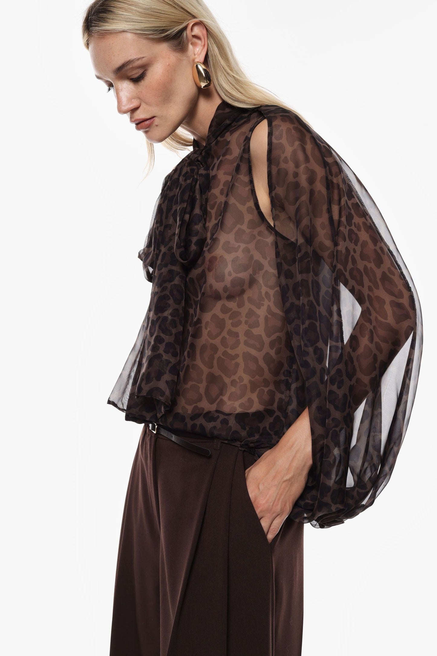 CAMICIA AMPIA CON FIOCCO FRONTALE E STAMPA ANIMALIER CNA0KHB IMPERIAL.