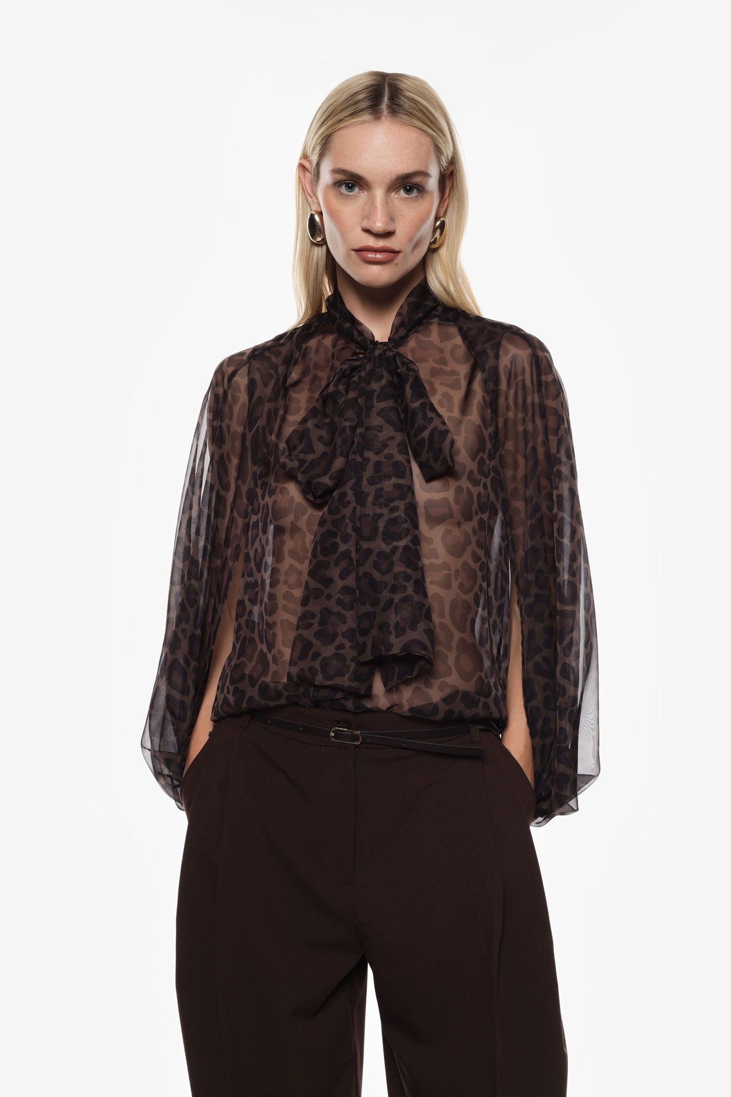 CAMICIA AMPIA CON FIOCCO FRONTALE E STAMPA ANIMALIER CNA0KHB IMPERIAL.