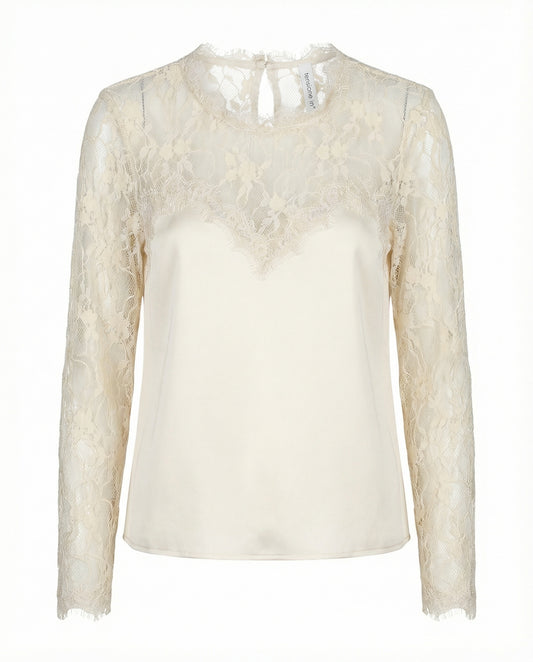 CAMICIA IN PIZZO W25CC17 PANNA TENSIONE IN.