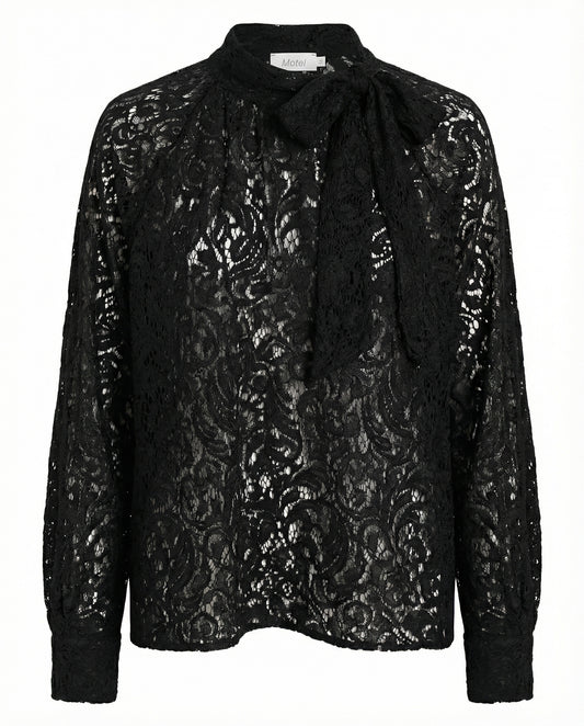 CAMICIA IN PIZZO VELLUTATO C50292MO NERO MOTEL