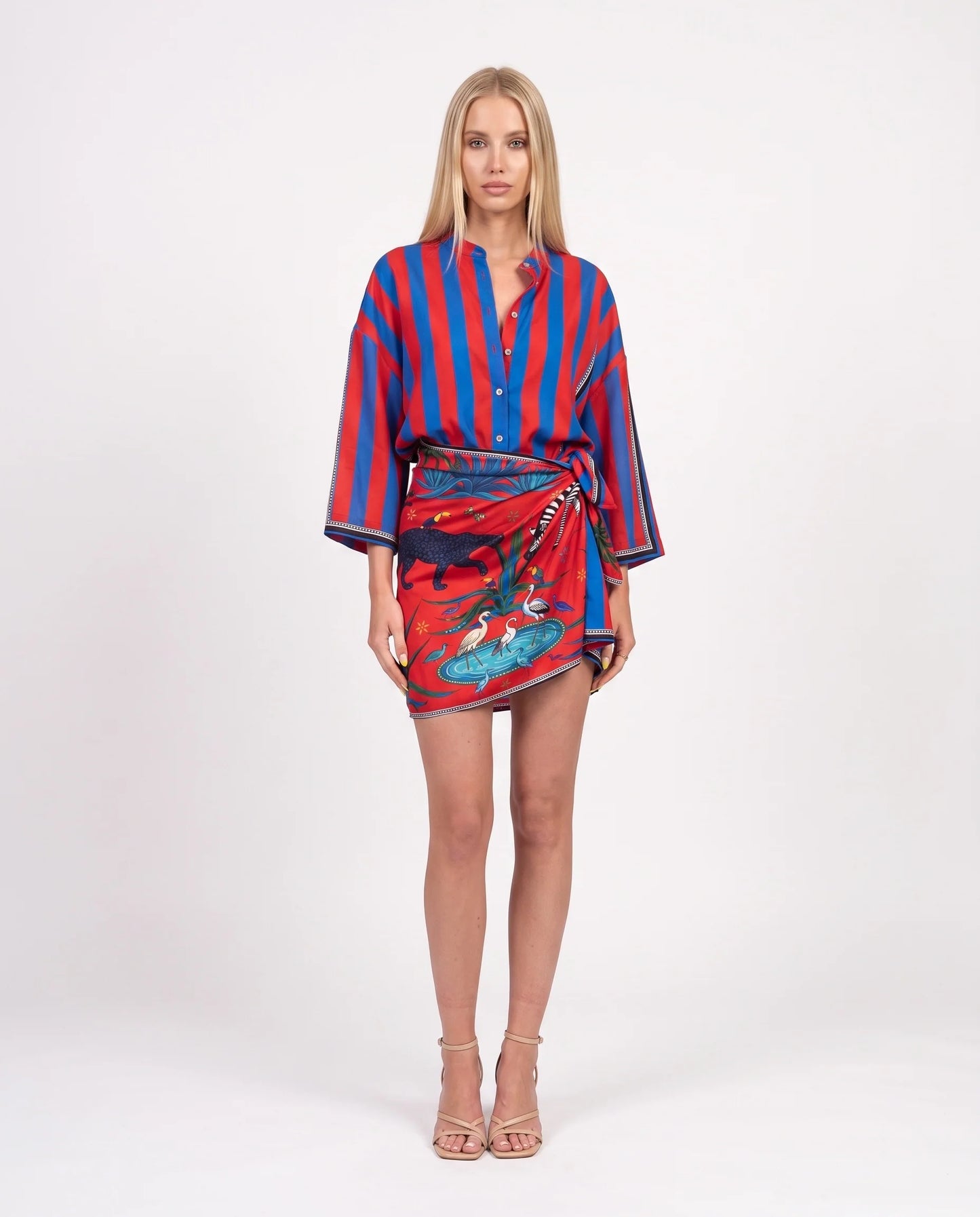 CAMICIA A RIGHE 40020 ROYAL/ROSSO TENSIONE IN.