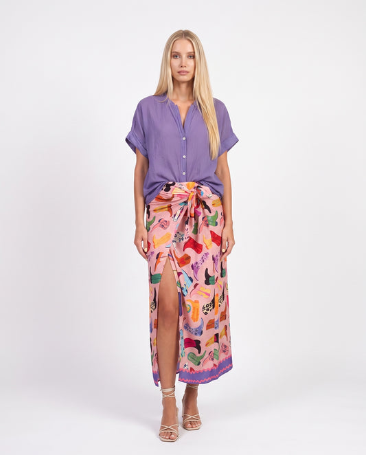 CAMICIA IN MUSSOLA S26CL37 VIOLA TENSIONE IN.