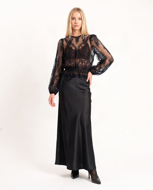 CAMICIA IN PIZZO W26C210 NERO TENSIONE IN.