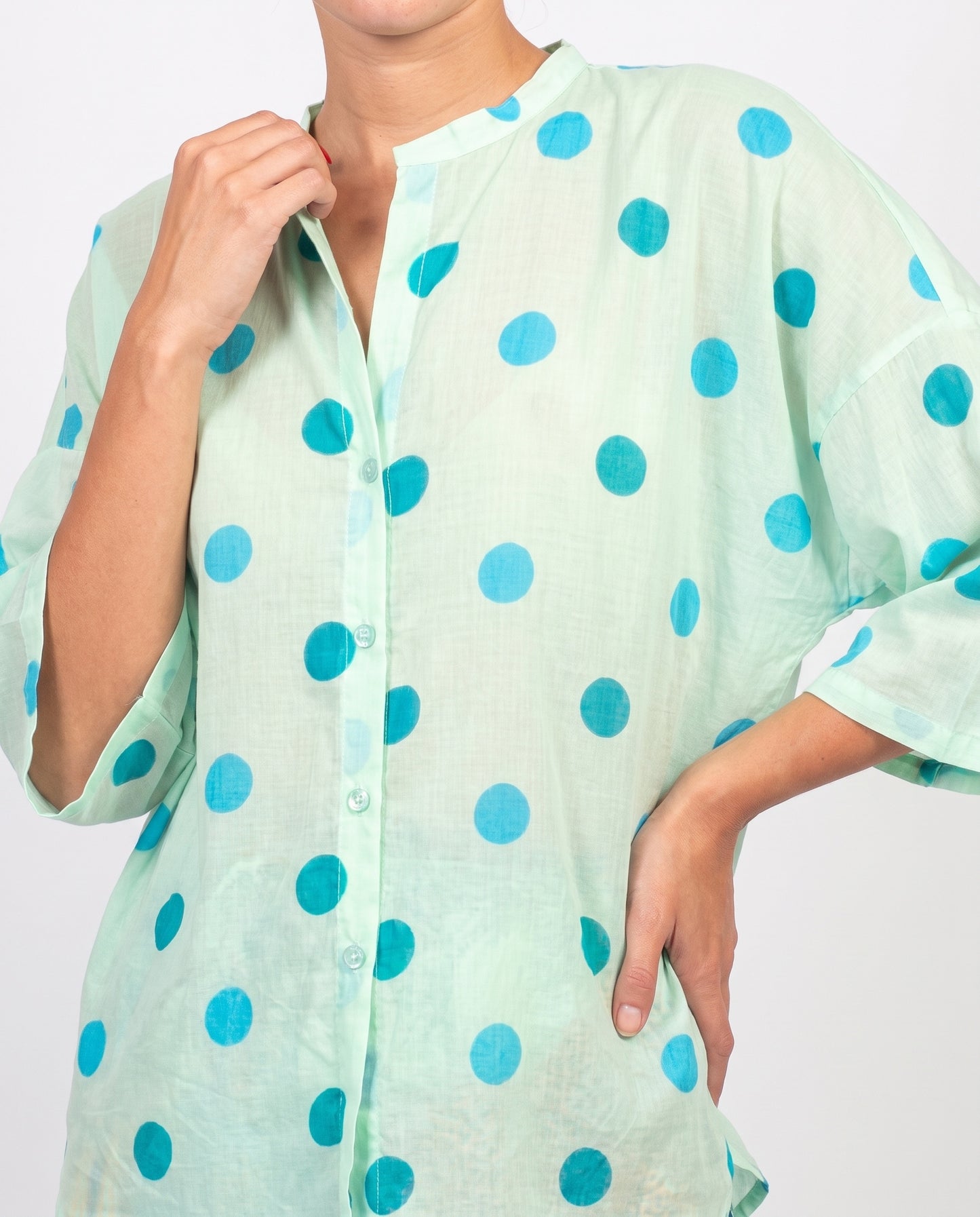 CAMICIA PE260528 TURCHESE/POIS TENSIONE IN.