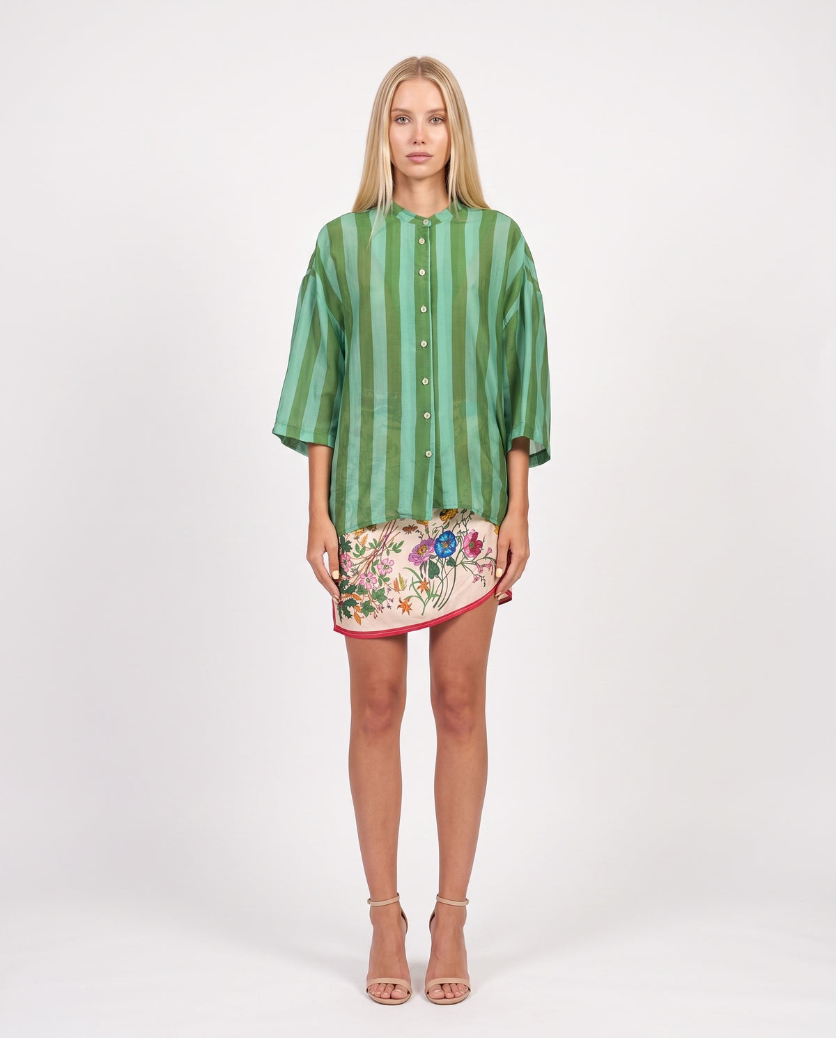CAMICIA RIGHE 40008 TIFFANY/VERDE TENSIONE IN.