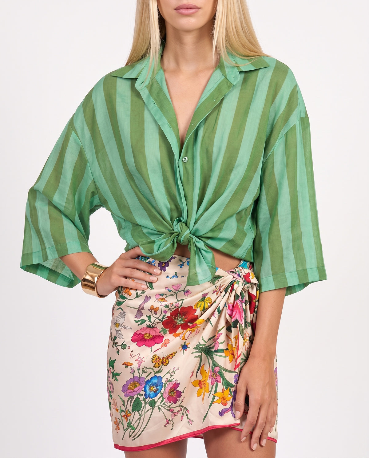 CAMICIA RIGHE 40008 TIFFANY/VERDE TENSIONE IN.