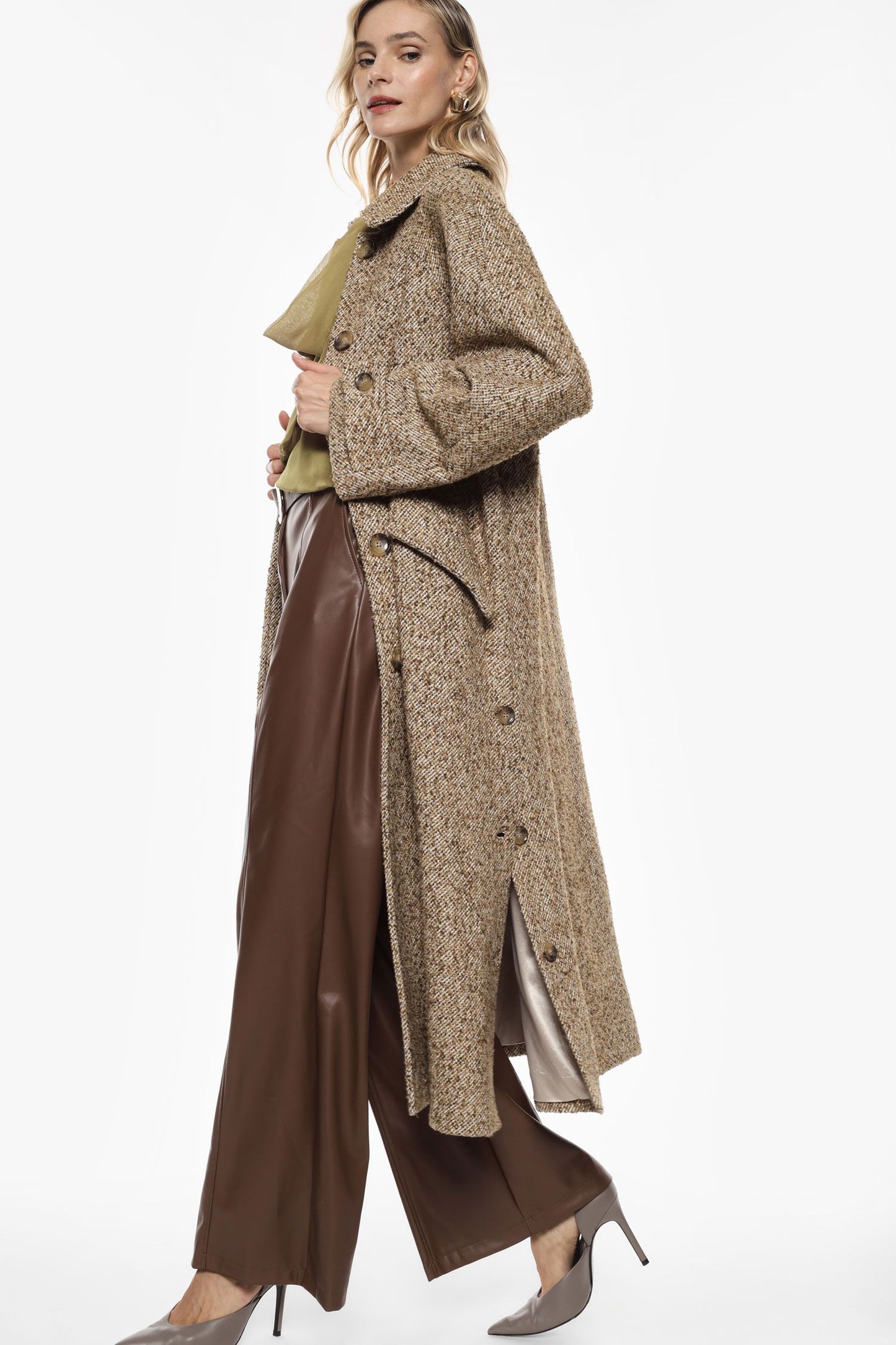 CAPPOTTO KI93KCM ECRU'/TABACCO IMPERIAL.