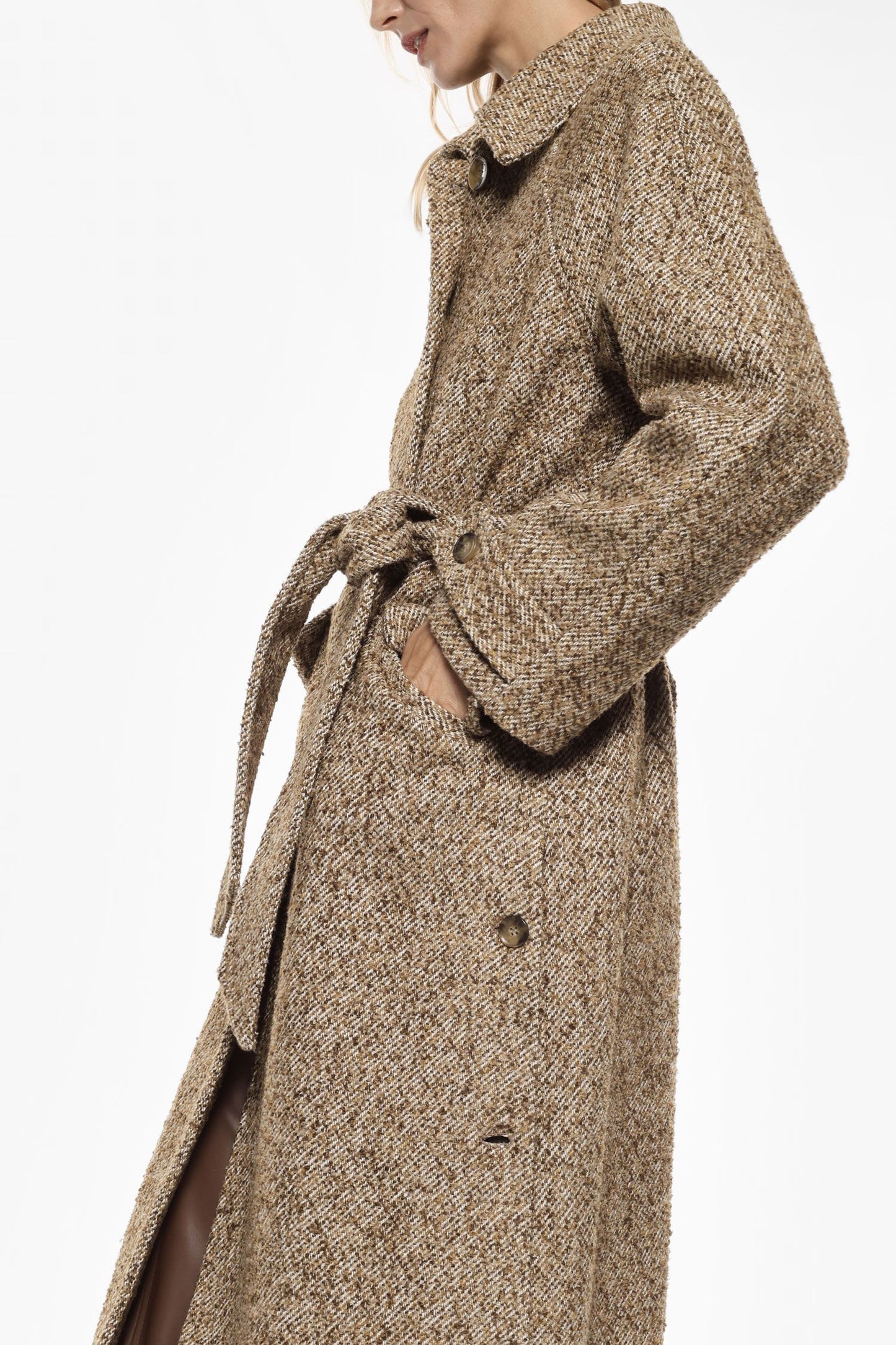 CAPPOTTO KI93KCM ECRU'/TABACCO IMPERIAL.