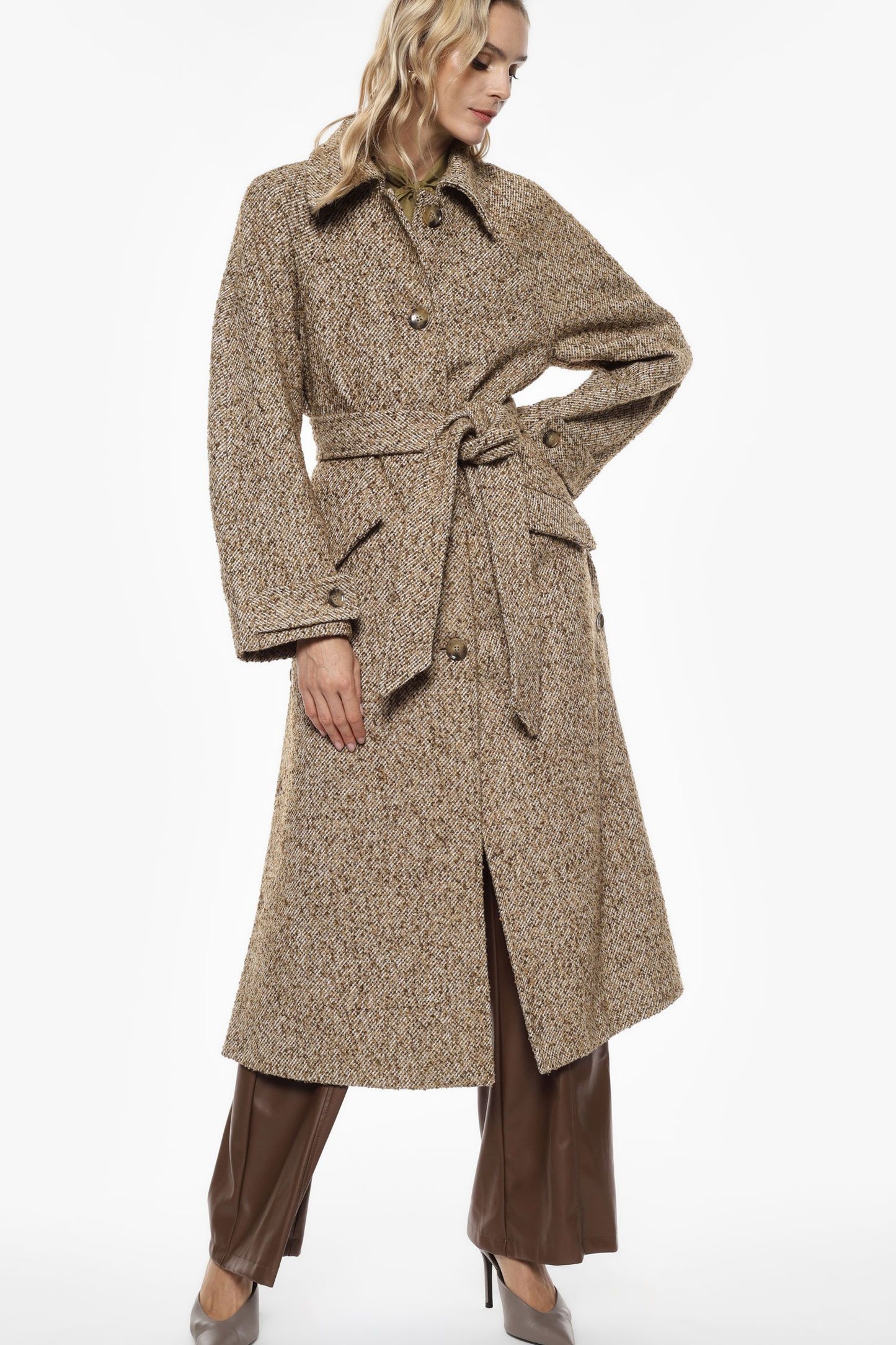 CAPPOTTO KI93KCM ECRU'/TABACCO IMPERIAL.