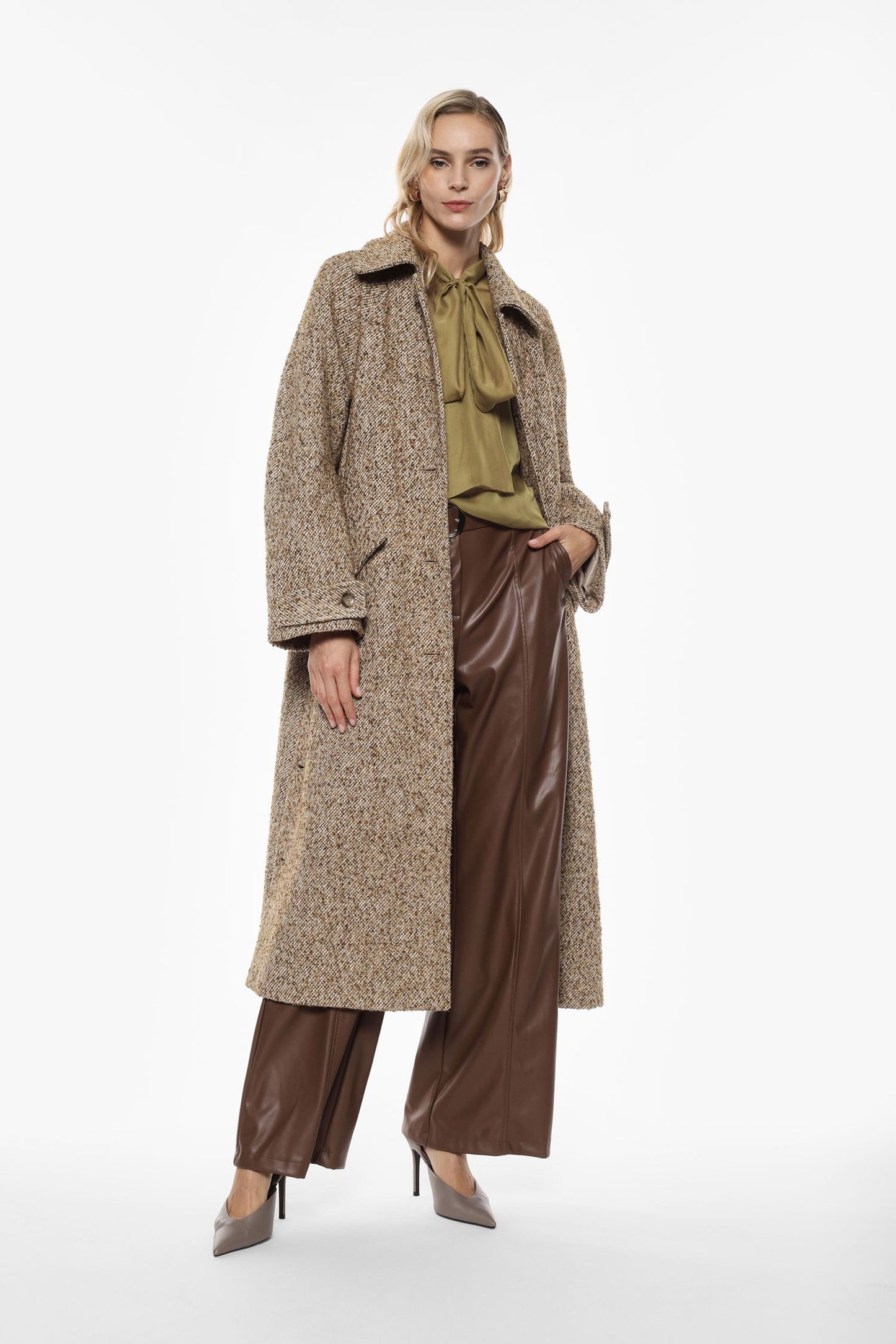 CAPPOTTO KI93KCM ECRU'/TABACCO IMPERIAL.