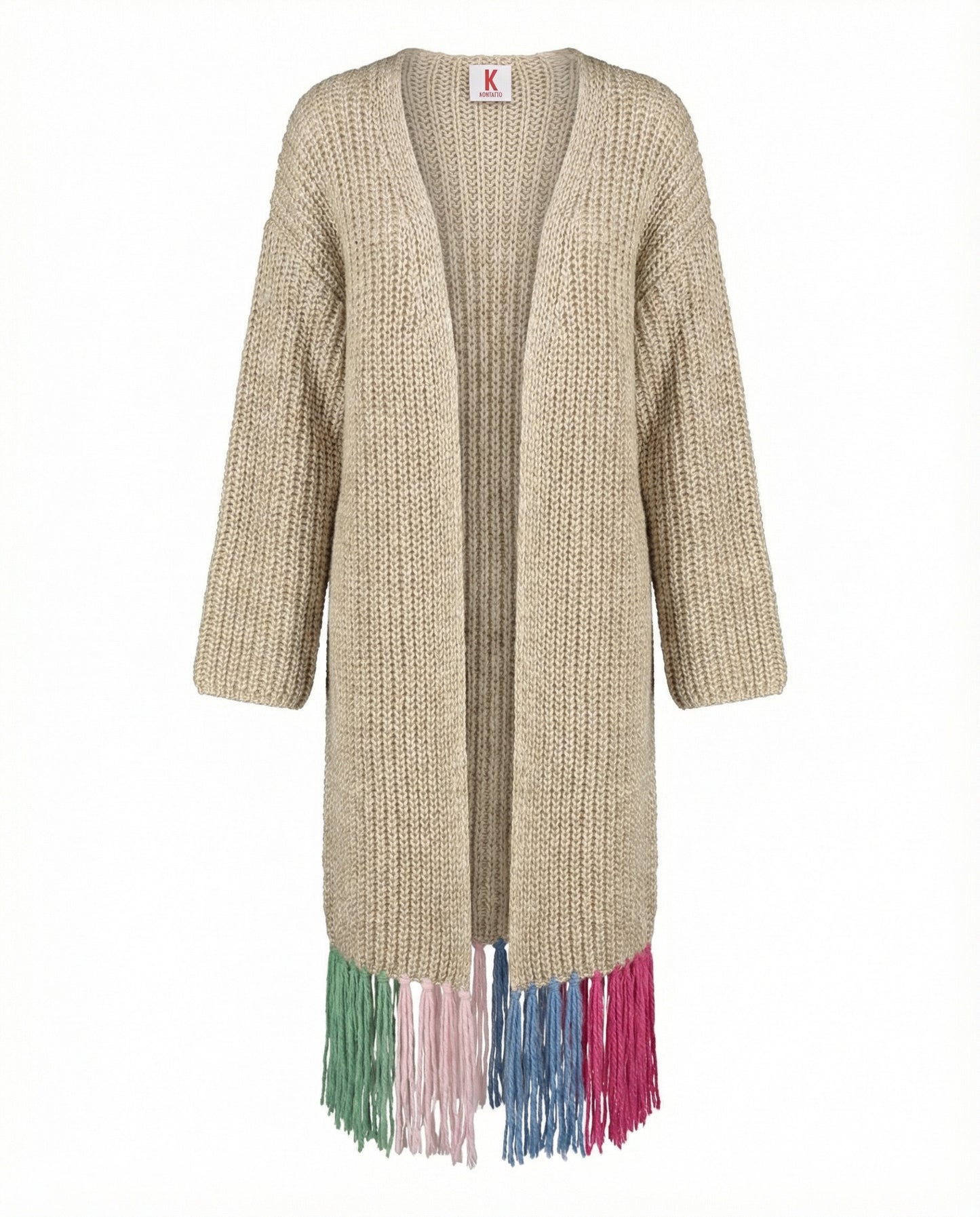 CAPPOTTO 3M0196 ECRU-FRANGIA MULTICOLOR KONTATTO.