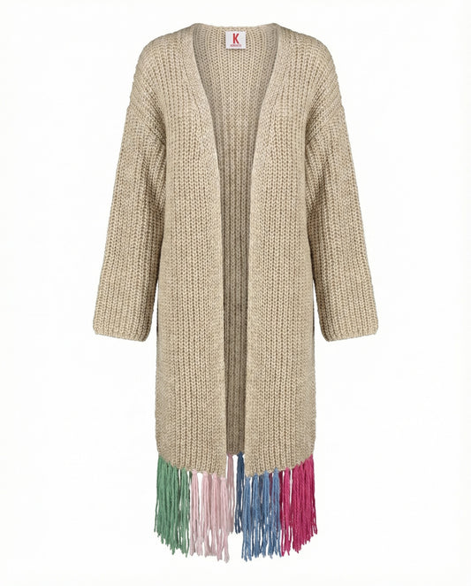 CAPPOTTO 3M0196 ECRU-FRANGIA MULTICOLOR KONTATTO.