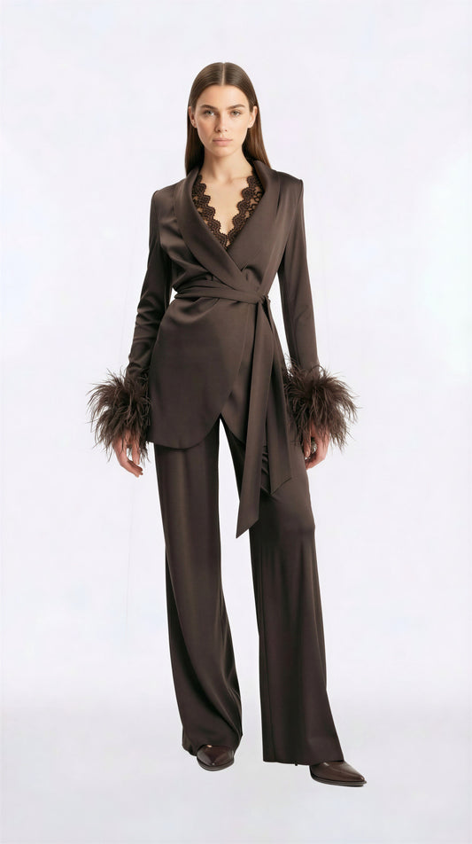 COMPLETO GIACCA CON MANICHE BOA PIUME 37747 MORO TENSIONE IN.