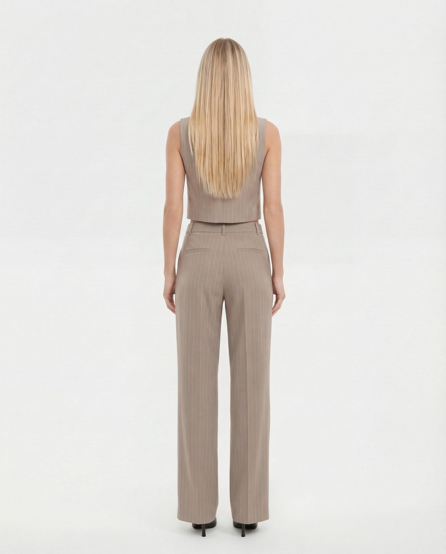 COMPLETO GILET E PANTALONE GESSATO LC28LAF FANGO IMPERIAL.