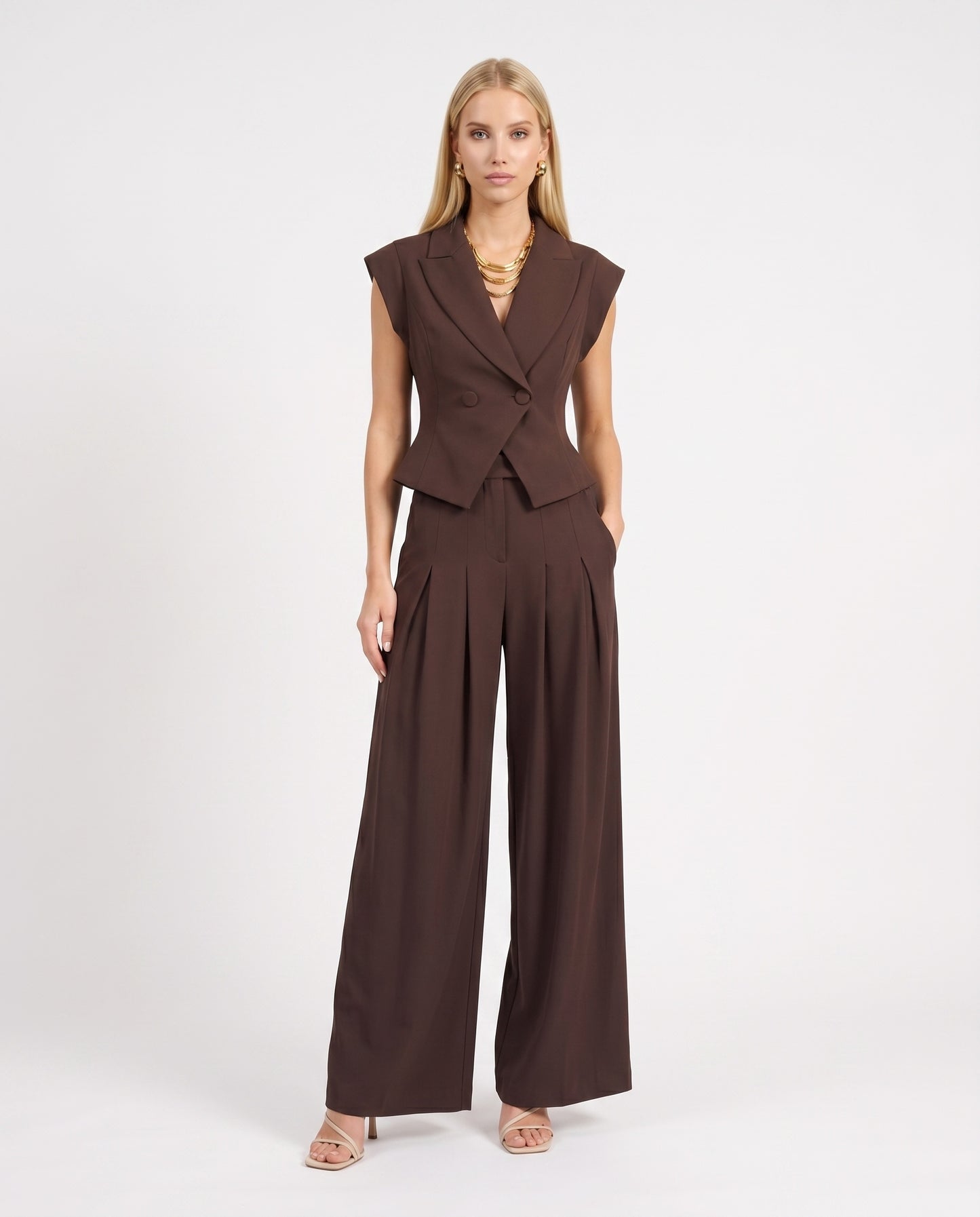 COMPLETO GILET E PANTALONE JBN7LHX CAFFE' IMPERIAL.