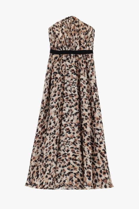 Abito midi fantasia animalier con fascia in vita IMPERIAL