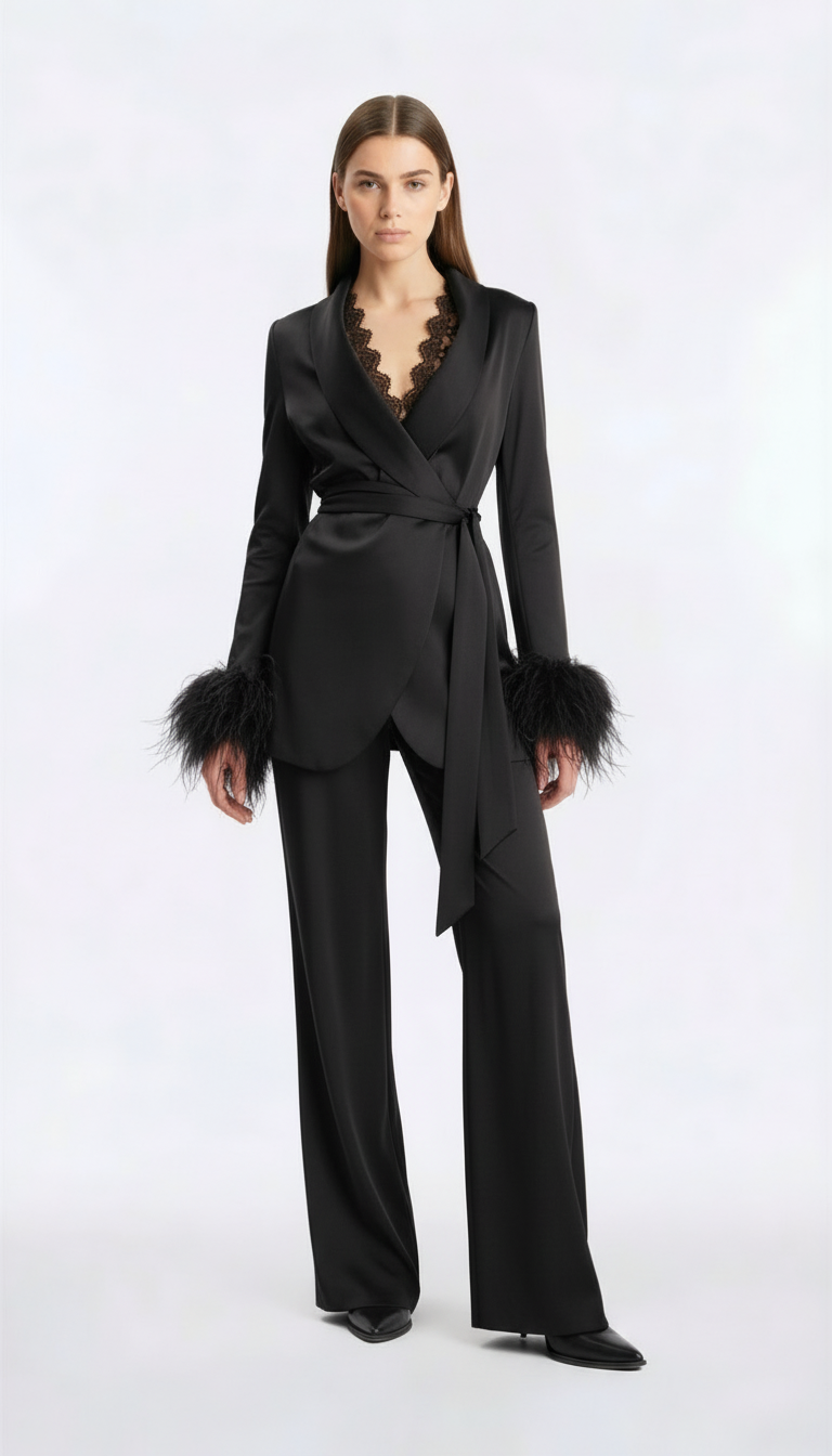 GIACCA CON MANICHE BOA PIUME 37747 NERO TENSIONE IN.