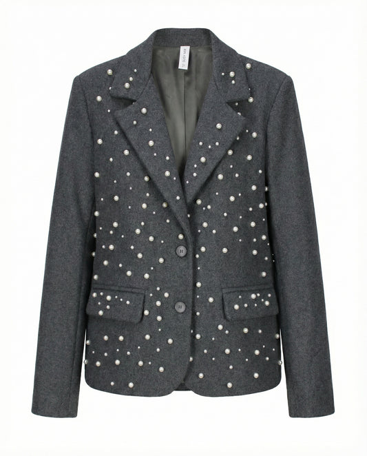 GIACCA CON PERLE 35486 GRIGIO TENSIONE IN.