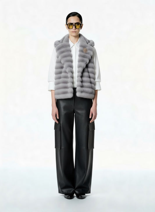 GILET ECOPELLICCIA W25J533 GRIGIO TENSIONE IN.