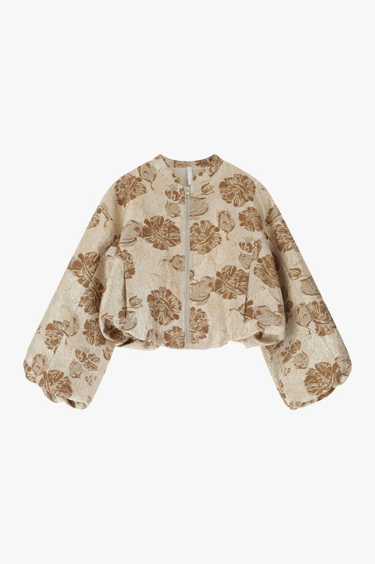 GIUBBOTTO BOMBER CON RICAMO FLOREALE BEIGE IMPERIAL.