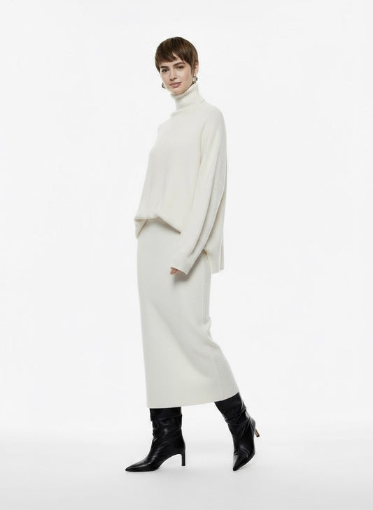 GONNA A TUBINO IN MAGLIA G3025886 GESSO IMPERIAL.