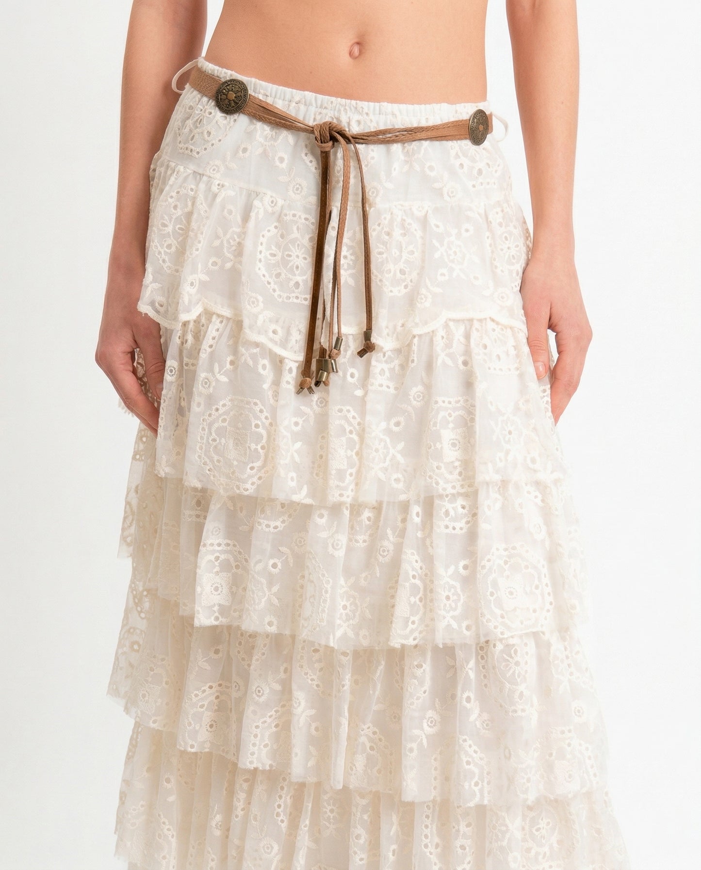 GONNA IN TULLE E PIZZO S26G553 BURRO TENSIONE IN.