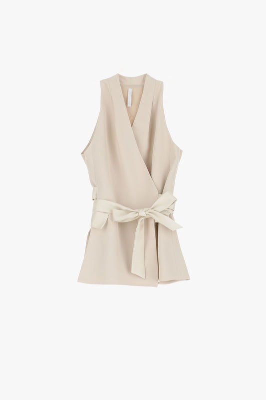 GILET A PORTAFOGLIO CON REVERS E FIOCCO SATINATO IMPERIAL