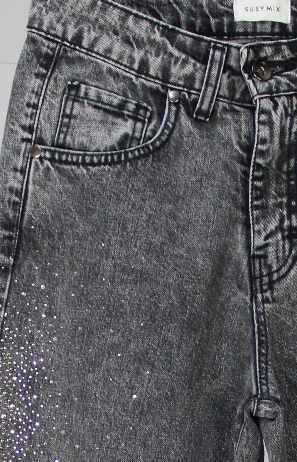 JEANS CON STRASS 53721 GRIGIO SUSY MIX