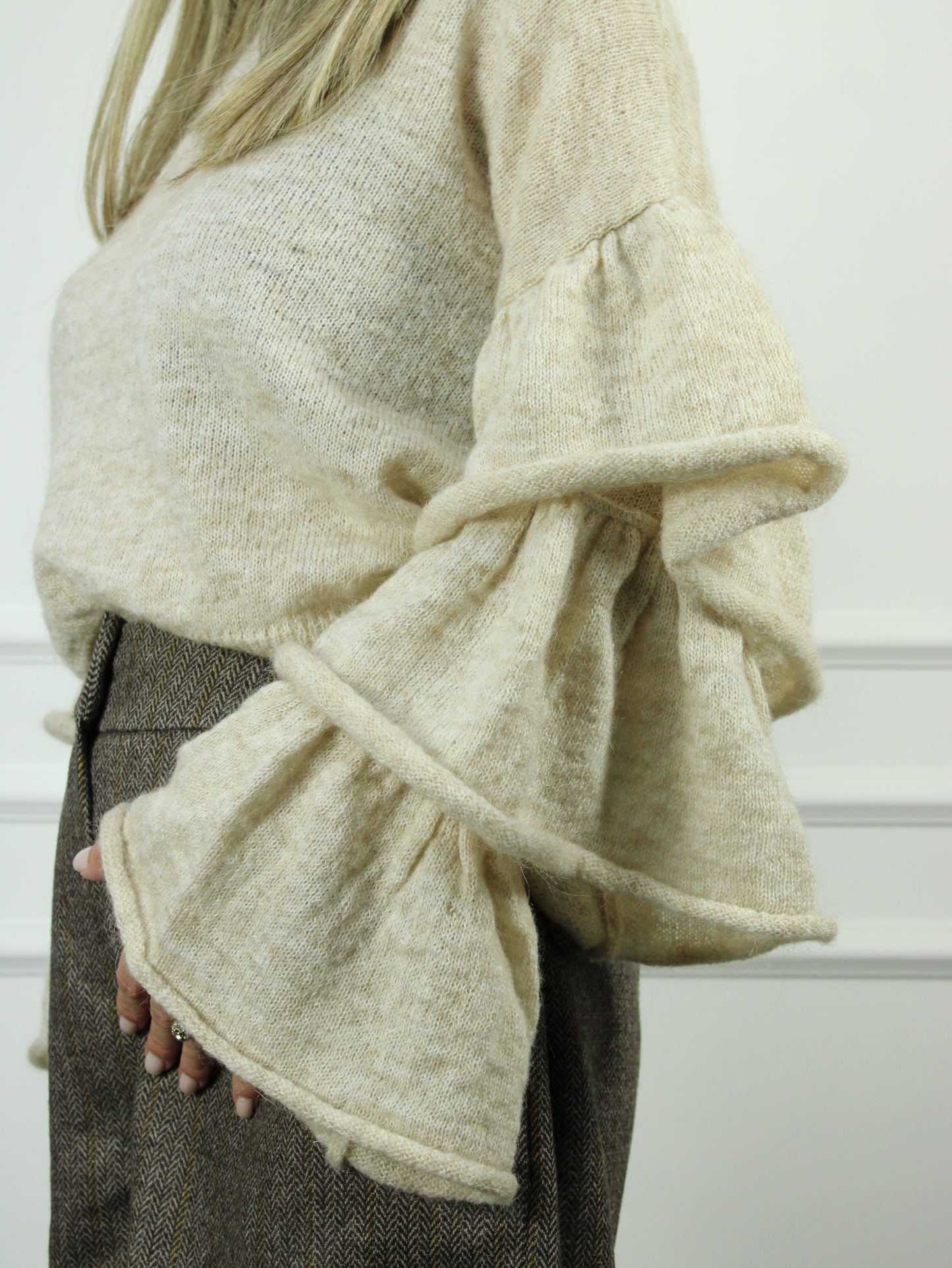 GIROCOLLO MANICHE ROUCHES KONTATTO  ECRU