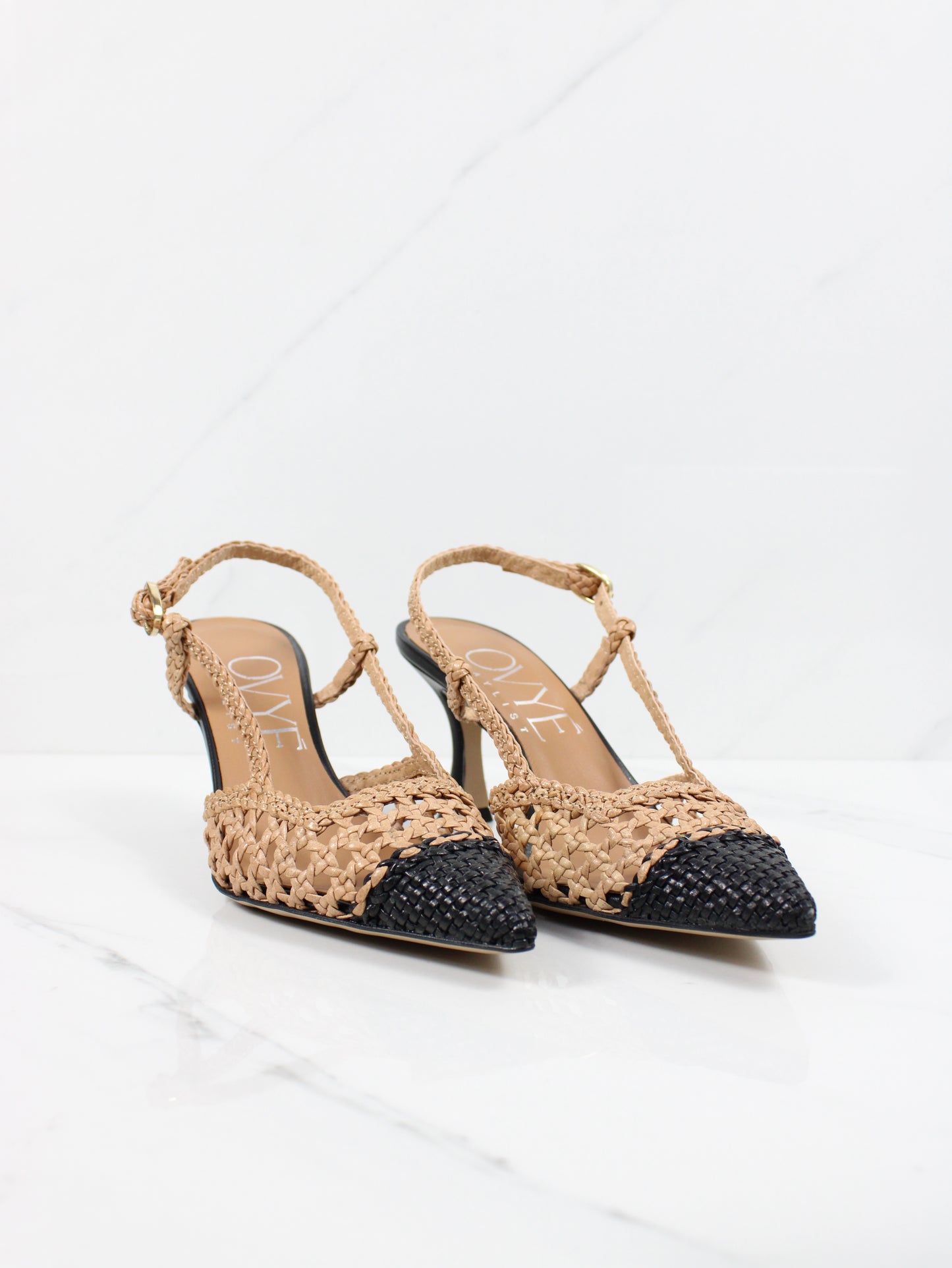 Décolleté slingback traforato corda e nero OVYE