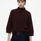 MAGLIA GIROCOLLO MANICHE A TRE QUARTI  M3025860 PRUGNA IMPERIAL.