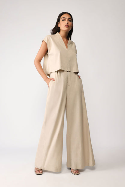 PANTALONI A PALAZZO MONOCOLOUR CON TASCHE VERTICALI IMPERIAL