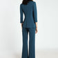 Tailleur giacca doppiopetto monocolour con rever a lancia e pantalone flare IMPERIAL