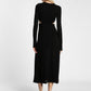 Abito midi monocolour con scollo a V e cut-out IMPERIAL