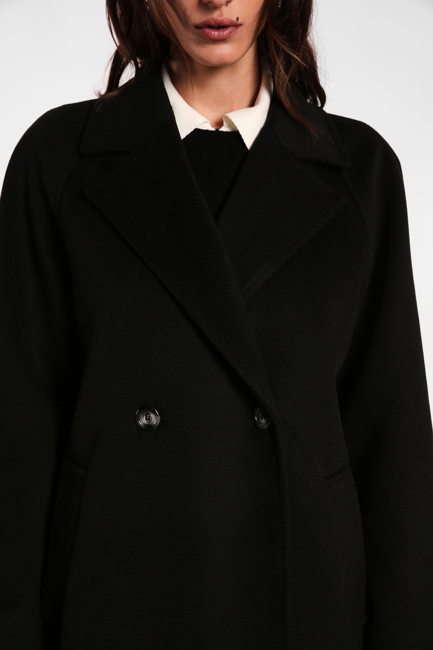 Cappotto lungo oversize doppiopetto monocolour con revers classici IMPERIAL