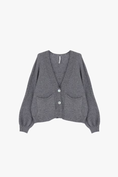 Cardigan oversize monocolour con abbottonatura e tasche applicate IMPERIAL