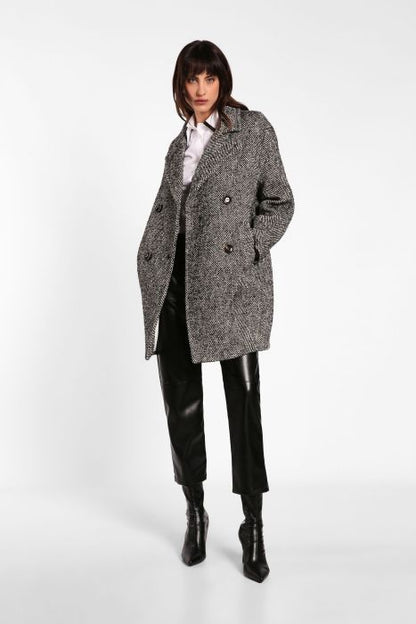 Cappotto spigato fantasia spigata con tasche verticali IMPERIAL