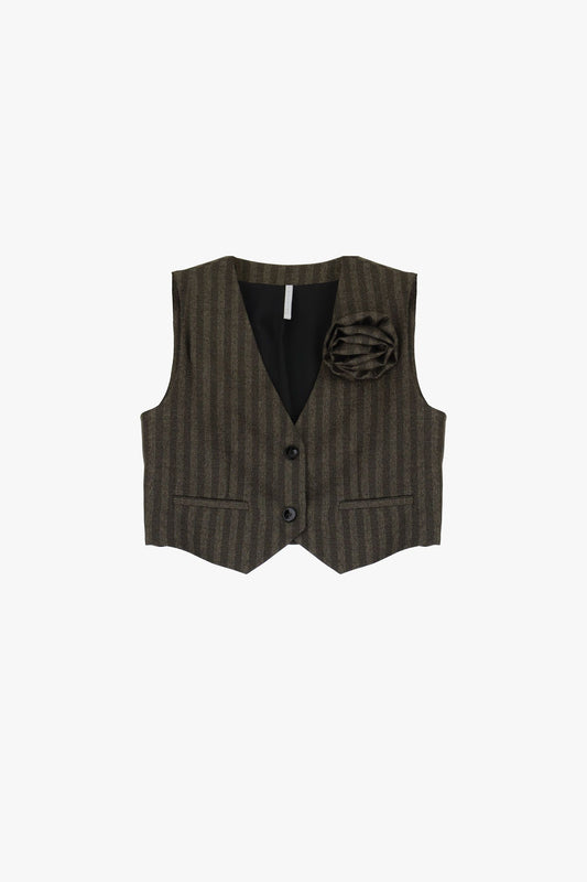 Gilet a coste con fiore applicato IMPERIAL