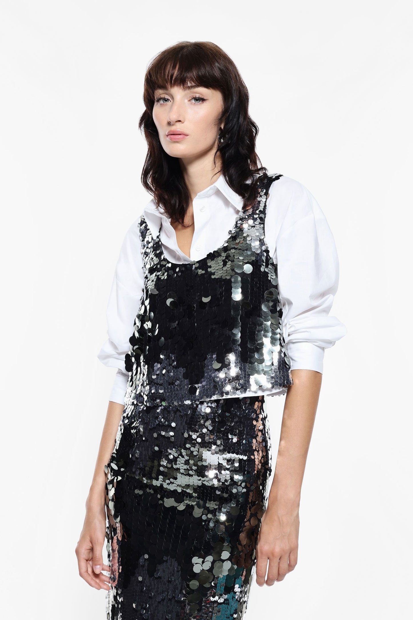 Top con paillettes e scollo squadrato IMPERIAL.
