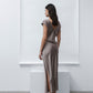 Abito lungo smanicato monocolour con drappeggi IMPERIAL