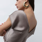 Abito lungo smanicato monocolour con drappeggi IMPERIAL