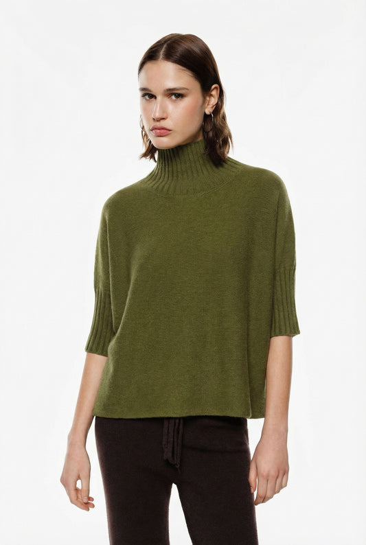 MAGLIA TURTLENECK MANICHE A MEZZO BRACCIO M3025859 OLIO IMPERIAL.