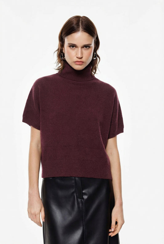 MAGLIA DOLCEVITA A MANICHE CORTE M3025869 PRUGNA IMPERIAL.