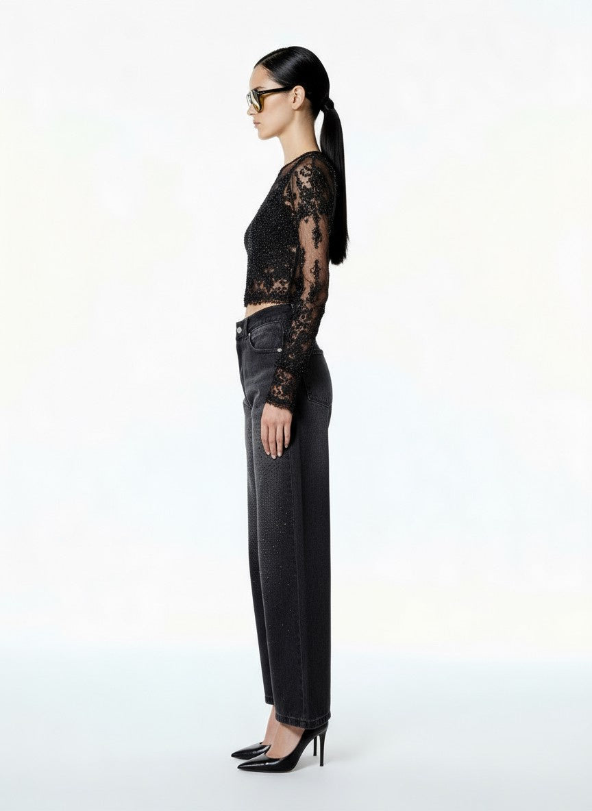 JEANS STRASS JANA 657P NERO MOTEL